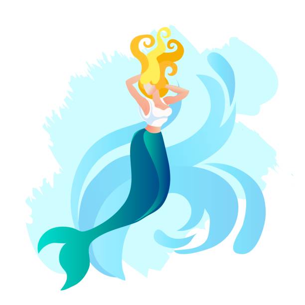 Mermaid or Siren Beautiful Woman with Fish Tail Seamaid, Mermaid or Water Nymph, Beautiful Woman with Fish Tail in Greece Mythology, Personify Siren, Sea Creature Singing Enticing Sailors to Disastrous Places. Cartoon Flat Vector Illustration. goddess of ocean stock illustrations