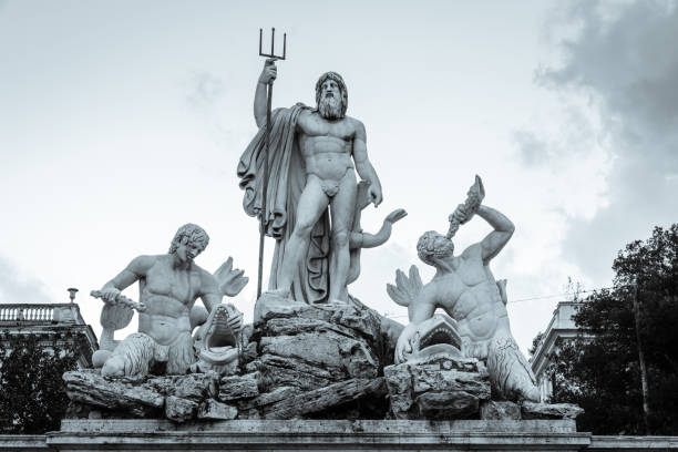 фонтан нептуна - piazza navona ancient old architecture стоковые фото и изображения