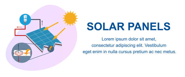strom aus sun production solar panel scheme - solar power station solar panel sun house stock-grafiken, -clipart, -cartoons und -symbole