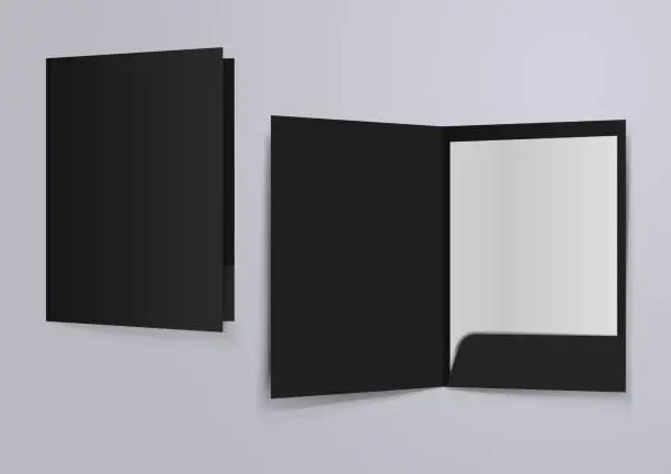 Vector illustration of black file folder mockup