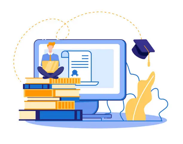 Vector illustration of Purposeful Student, Studying to Get Profession