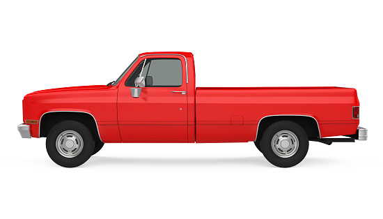 1980s Pickup Truck isolated on white background. 3D render