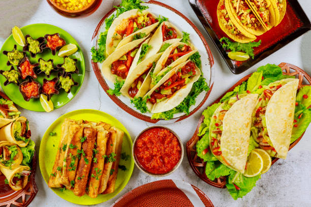 istock Party table with corn tortillas, taco shells. Mexican cuisine. 1206761373