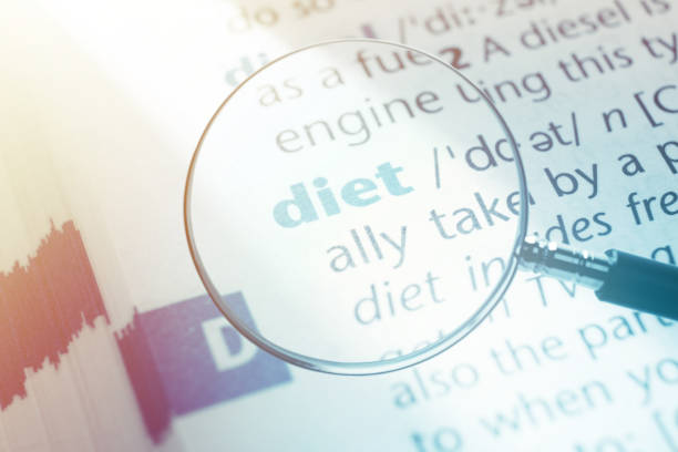 istock Diet Word in Dictionary Through Magnifing Glass 1206761477