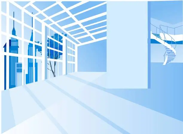 Vector illustration of Modern Apartment Indoors, Contemporary Art Museum