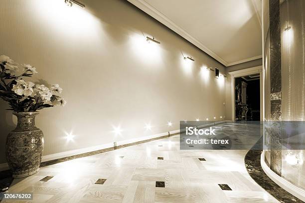 Flowers In A Long Hallway Stock Photo - Download Image Now - Apartment, Bouquet, Brown