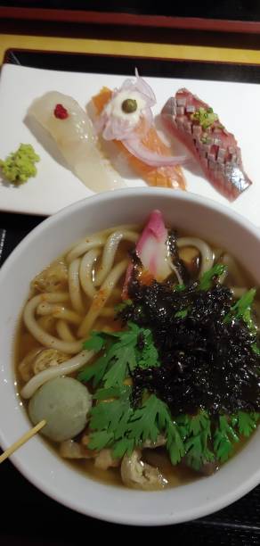 istock Sushi plate and hot noodle with oden 1206762456