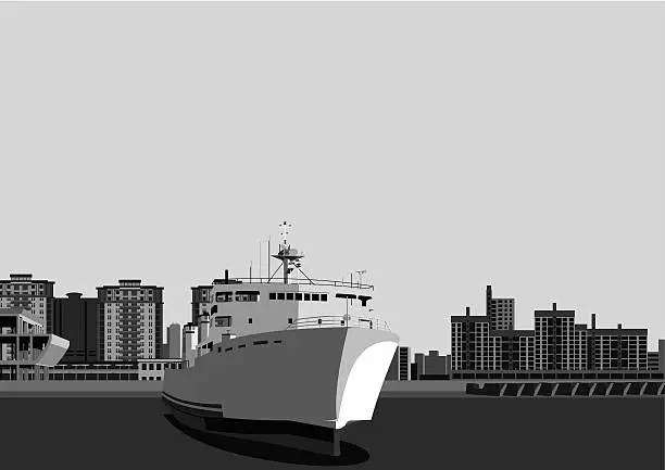 Vector illustration of liner and city