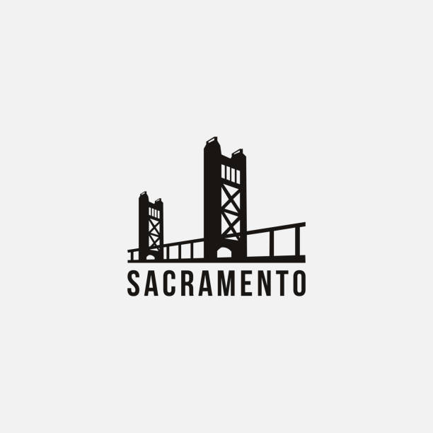 szablon ikony logo sacramento bridge - san francisco county skyline vector bridge stock illustrations