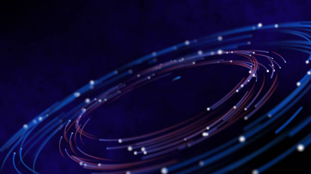 istock Smart world technology cyber orbits digital world technology IOT world concept. 3D neon light globe star orbit shiny light backgrounds 1206765948