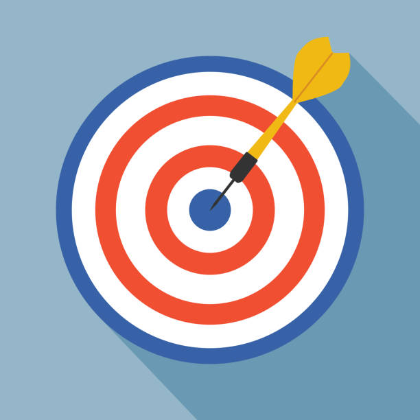 darts flachen stil, langen schatten, vektor. - archery target sport sport computer icon stock-grafiken, -clipart, -cartoons und -symbole