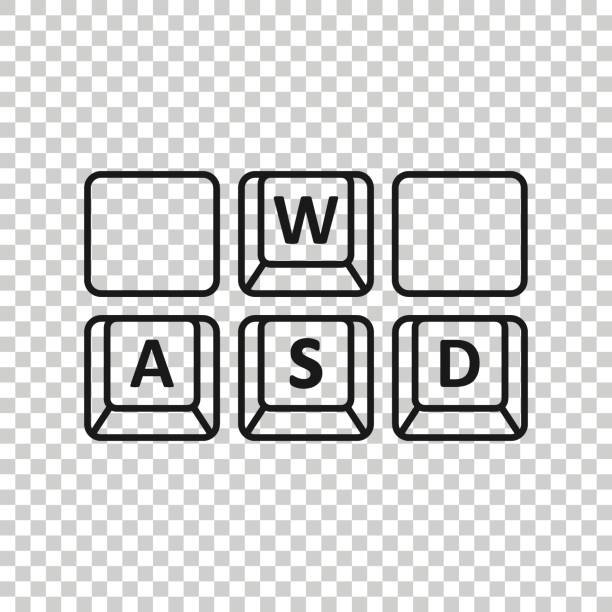 wasd-schaltflächen-symbol im flachen stil. tastaturvektor-illustration auf weißem isoliertem hintergrund. cybersport business-konzept. - d key stock-grafiken, -clipart, -cartoons und -symbole