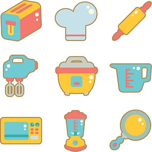 Cute Icon Set - Kitchen Appliances vector art illustration