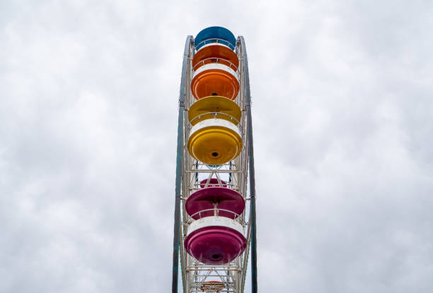 Ferris wheel against a cloudy sky creative stock photo