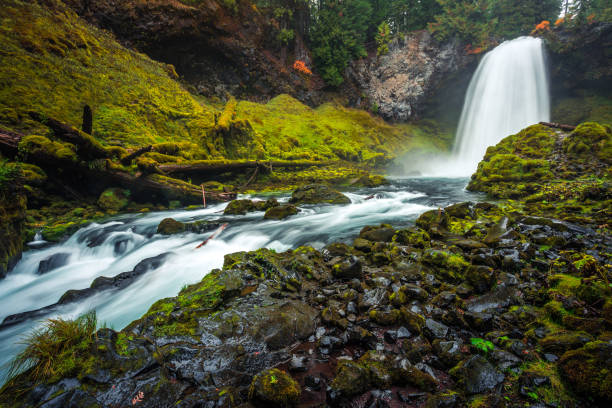 Sahalie Falls on the McKenzie River, Oregon stock photo