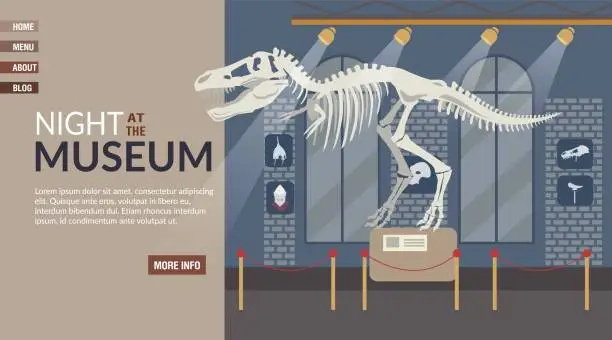 Vector illustration of Landing Page Inviting to Cultural Event at Museum