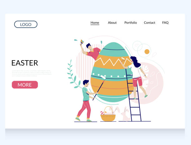 ostern vektor website landing page design vorlage - drawing illustration and painting vector computer icon stock-grafiken, -clipart, -cartoons und -symbole