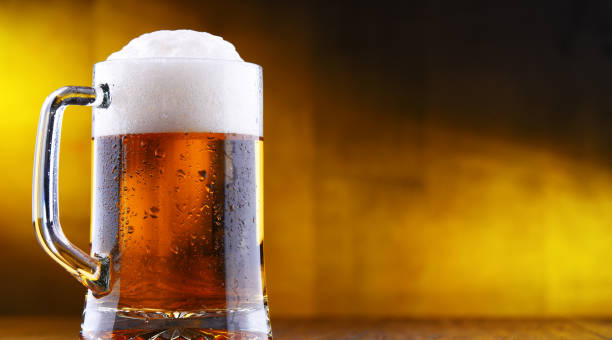istock Composition with glass of draught beer 1206784299