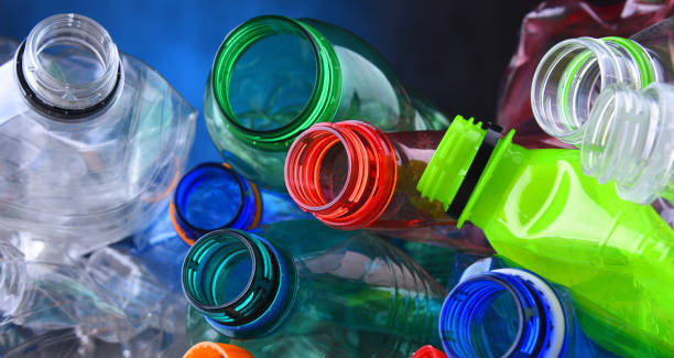 Empty colored carbonated drink bottles. Plastic waste Empty colored carbonated drink bottles. Plastic waste plastic bottles stock pictures, royalty-free photos & images