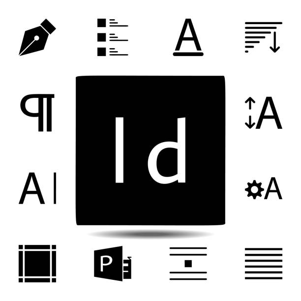 indesign, text icon. Simple glyph, flat vector of Text editor set icons for UI and UX, website or mobile application indesign, text icon. Simple glyph, flat vector of Text editor set icons for UI and UX, website or mobile application on white background indesign templates stock illustrations
