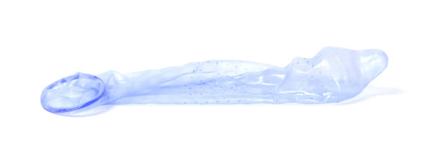 istock Blue condom, isolated on a white background 1206792070
