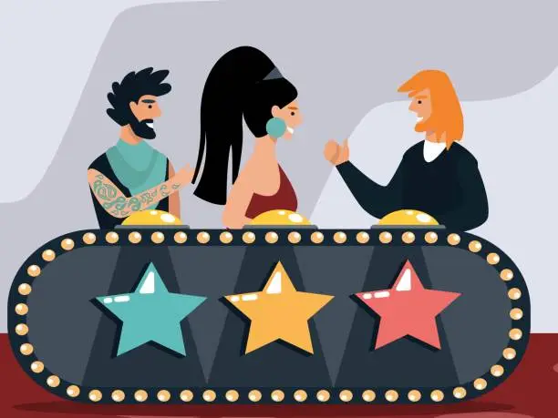 Vector illustration of Celebrities Judging Participants on Talent Show