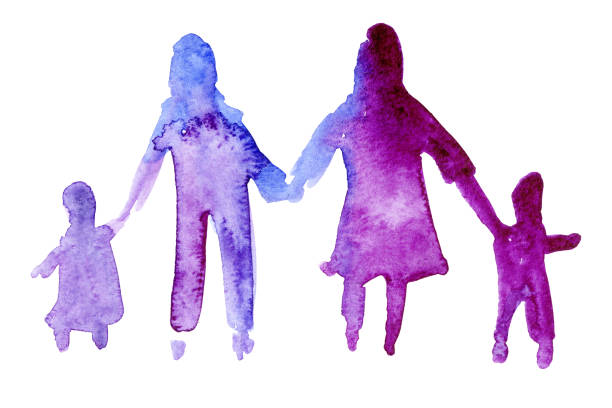 istock silhouette of a family drawn in watercolor 1206792941