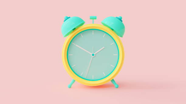istock Alarm clock green and yellow color with clipping path 1206793299