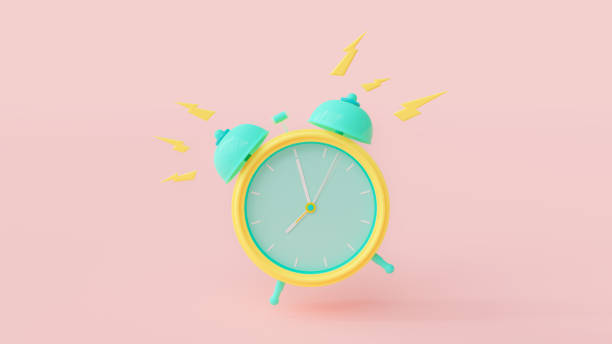 istock Alarm clock green and yellow color with clipping path 1206793302