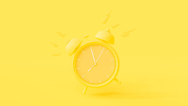 istock Yellow alarm clock with clipping path. Alarm at 08.00. 1206793314