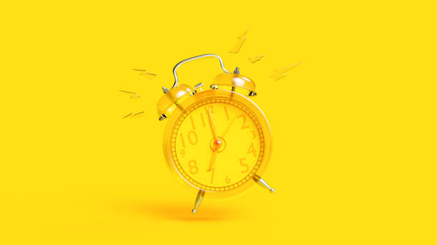 istock Yellow transparent alarm clock with clipping path. 1206793320