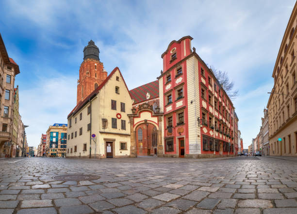 Wroclaw, Poland. Two medieval buildings at the corner of Rynek square, connected by an arcade. Probably built in the fifteenth century. Called Hansel and Gretel