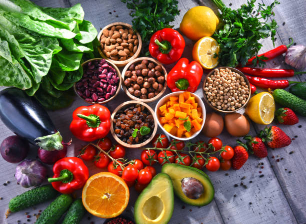 istock Assorted organic food products on the table 1206794911