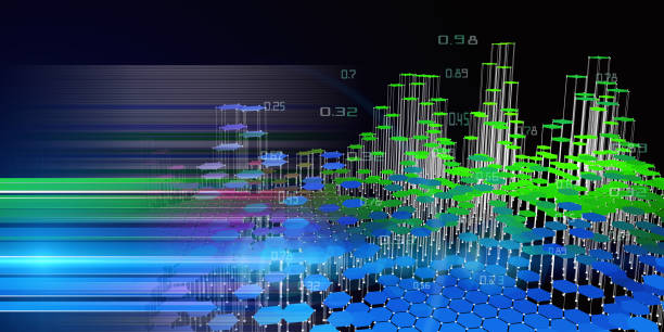 Abstract hexagon concept of data analytics and technology 3d infographic.  Big data.  Business and finance analytics representation.  Futuristic background for science visual information.