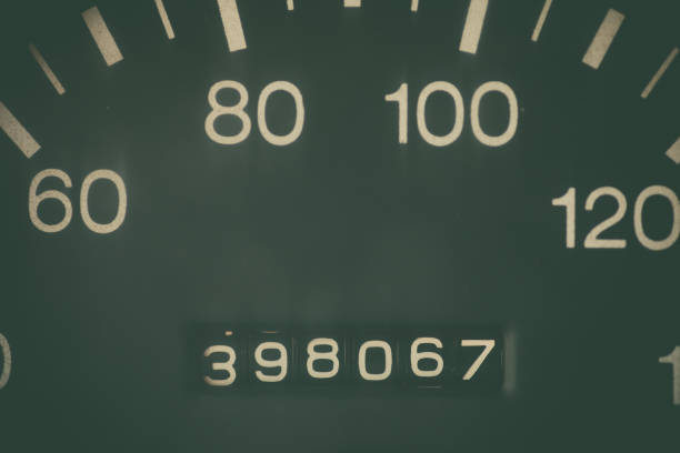 Car odometer detail stock photo