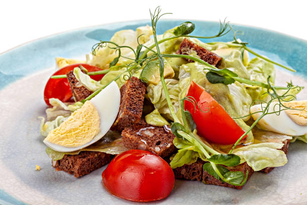 istock Salad with vegetables, shrimp, quacamole sauce and herbs. 1206797006