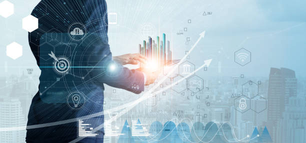 istock Businessman using tablet analyzing sales data and economic growth graph chart. Business strategy. Abstract icon. Digital marketing. 1206797960