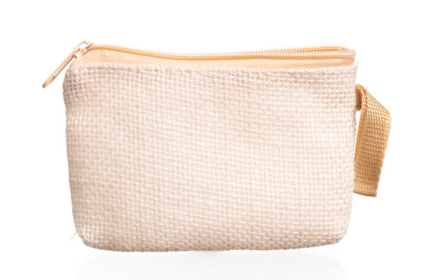 istock Yellow fabric bag with zipper on white background 1206801666