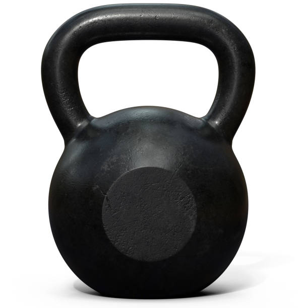 kettlebell 3d rendering - kugelhantel stock-fotos und bilder