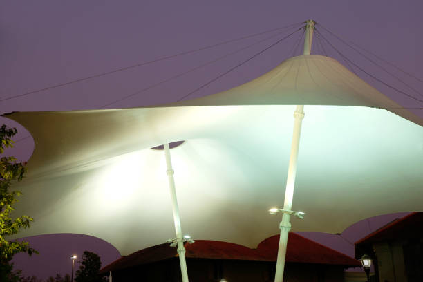 istock Canopy stretch tent in twilight sky. 1206804237