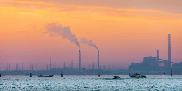 Natural environment and pollution in Venice Lagoon stock photo