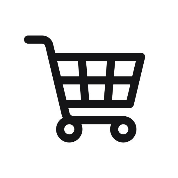 ilustraciones, imágenes clip art, dibujos animados e iconos de stock de icono del carrito de compras aislado sobre fondo blanco - online shopping