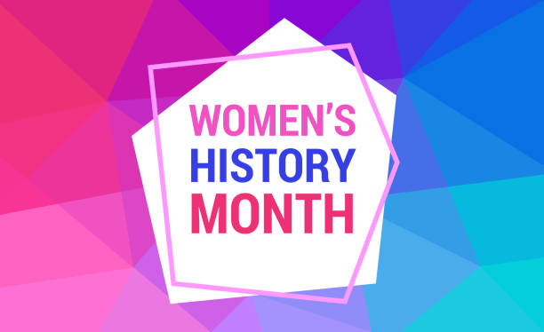 Women's History Month is celebrated in march. Text on the background abstract low poly style. Banner, poster Women s History Month in the red, blue, pink colors for social media. Women's History Month is celebrated in march. Text on the background abstract low poly style. Banner, poster Women s History Month in the red, pink, blue colors for social media. womens history month stock illustrations