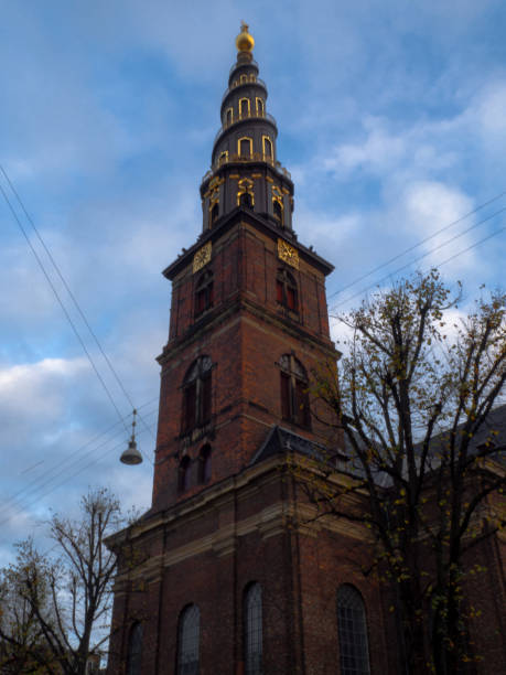 church of san salvador in copenhagen - denmark copenhagen brick street imagens e fotografias de stock