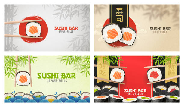 illustrazioni stock, clip art, cartoni animati e icone di tendenza di sushi - sushi