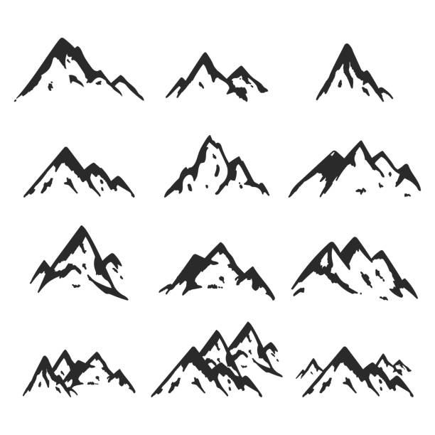 Mountains icons vector set isolated on a white background. Mountains icons vector set. nature clipart stock illustrations