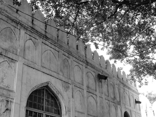 istock Black & White Old Architecture inside Red Fort in Delhi India, Famous Red Fort inside view 1206811292