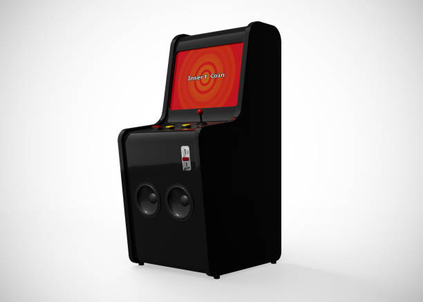 istock Arcade Machine Insert Coin Screen Retro Gaming Style With Joystick and Buttons 3D Render 1206812714