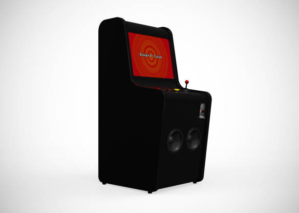 istock Arcade Machine Insert Coin Screen Retro Gaming Style With Joystick and Buttons 3D Render 1206812766
