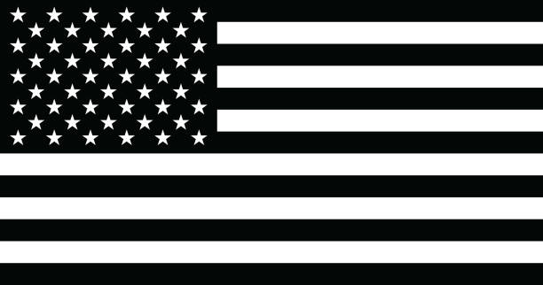 ilustrações, clipart, desenhos animados e ícones de bandeira americana. - monocromatic